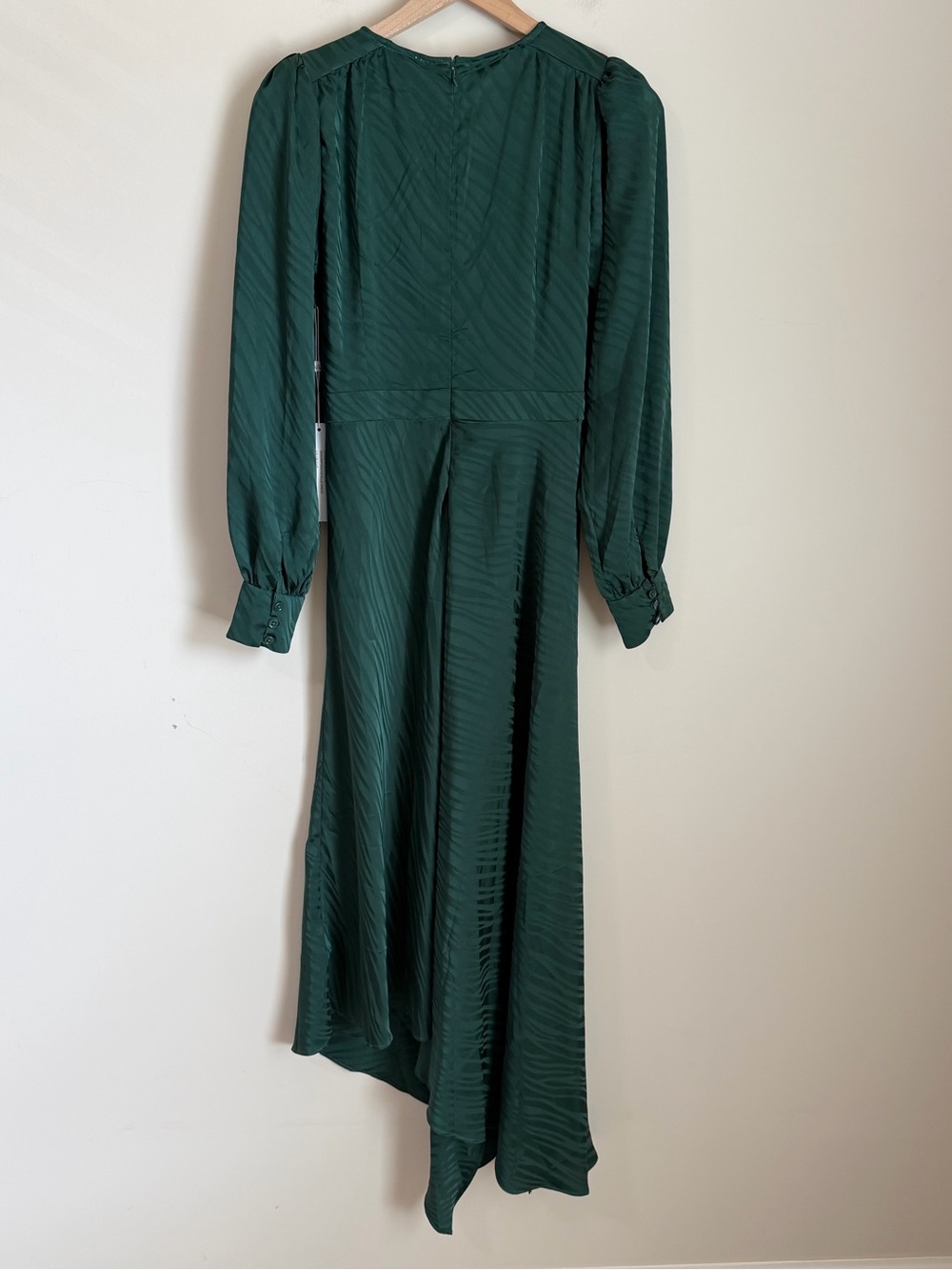 NWT Ronny Kobo Asymmetrical Midi Dress Green Zebra Jacquard Size Medium - Picture 8 of 12